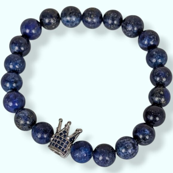 Lapis Lazuli Crown Stretch Bracelet - Picture 5 of 7